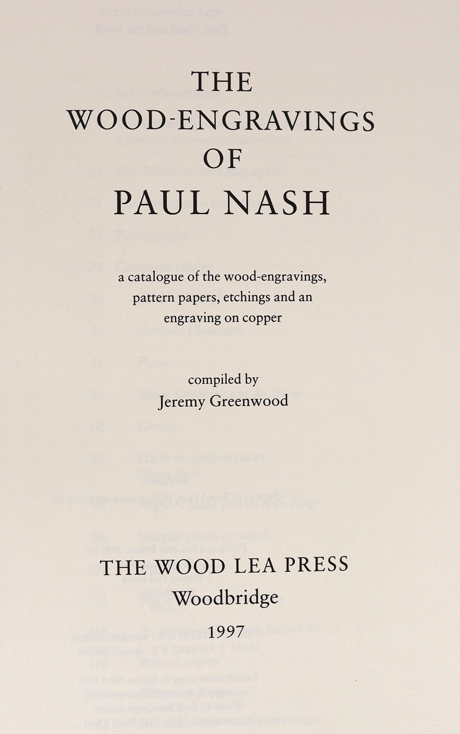 Nash, John [and] Greenwood, Jeremy - The Wood-Engravings of John Nash. Limited ed. one of 750. Adorned with numerous text illustrations, some of which being coloured and tipped-in and many full page. Quarter cloth and pr